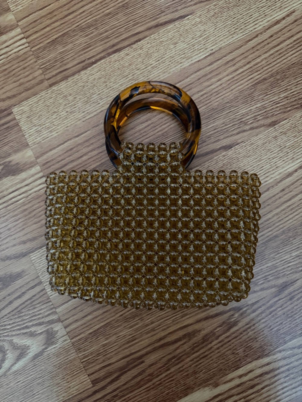 Beaded Evening Tote Handbag - Brown